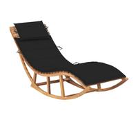 Qnhdfrt Chaise longue à bascule en teck massif avec coussin confortable, chaise longue avec fonction balançoire pour terrasse, balcon et jardin, 60 x 180 x 73 cm