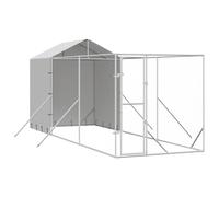 Qnhdfrt Chenil d'Extérieur pour Chiens avec Toit Enclos Grand Format en Acier Galvanisé pour Animaux Domestiques Poules Lapins Cage de Jardin 2x6x2,5 m Argenté