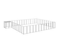 Qnhdfrt Chenil Extérieur pour Chiens 37,51 m² Enclos Grand Espace avec Toit de Protection Cage en Acier Revêtu de Poudre Cadre Robuste avec Loquet de Sécurité Noir et Gris