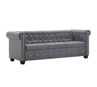 Qnhdfrt Chesterfield Canapé 3 places en velours gris avec boutons en cristal 199 x 75 x 72 cm Design élégant pour salon, bureau, chambre à coucher