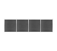 Qnhdfrt Clôture brise-vue WPC - 699 x 186 cm - Clôture de jardin noire en WPC - Système modulaire pour délimitation de jardin - Pare-vue avec 5 poteaux - 36 planches de clôture - Aspect des deux côtés