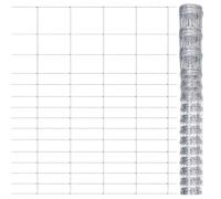 Qnhdfrt Clôture de jardin 50 x 1,6 m en acier galvanisé - Clôture en treillis polyvalent pour jardin, saule, protection sauvage et enclos pour animaux, clôture robuste avec 15 fils horizontaux, argent