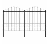 Qnhdfrt Clôture de jardin avec pointe en acier - 359 x 200 cm - Kit de clôture en métal noir - 2 éléments de clôture avec 3 poteaux - Délimitation de terrain robuste pour jardin