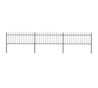 Qnhdfrt Clôture de jardin de 5,1 m, clôture en métal avec pointes de lance, 3 éléments de clôture et 4 poteaux, acier revêtu par pulvérisation, bordure de terrain robuste, noir, hauteur de clôture 80