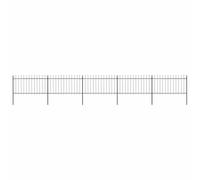 Qnhdfrt Clôture de jardin de 8,5 m - En acier revêtu par pulvérisation - Noir - 5 éléments de clôture avec 6 poteaux - Clôture en métal avec pointes de lance pour jardin et délimitation de terrain