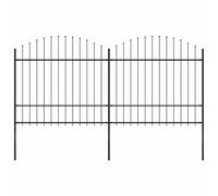Qnhdfrt Clôture de jardin en acier avec pointes de lance - Kit de clôture en métal de 3,4 m de long, réglable en hauteur de 150 à 175 cm, délimitation de terrain pour jardin, noir, 2 éléments de