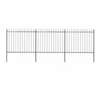 Qnhdfrt Clôture de jardin en acier noir 510 x 200 cm avec pointe de lance revêtue par pulvérisation, 3 éléments de clôture, 4 poteaux, durable et décorative pour jardin, allée, cour