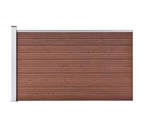 Qnhdfrt Clôture de jardin WPC - 175 x 105 cm - Marron - En bois et plastique durable - Avec 5 planches de clôture, 1 poteau et 1 barre en aluminium - Modulaire - Pour jardin, cour, balcon, terrasse