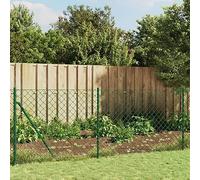 Qnhdfrt Clôture en grillage galvanisé, 1 x 25 m, vert, PVC, 60 x 60 mm, 1,3/2,2 mm, avec 11 poteaux et brides de sol, clôture de jardin/pâturage pour poules, chiens, moutons
