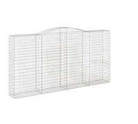 Qnhdfrt Clôture Gabion Arqué 3 Pièces 400x50x200/220 cm | Cage en Pierre en Fer Galvanisé pour Décoration de Jardin et Brise-Vue Extérieur | Mur de Soutènement Robuste et Stable
