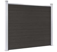 Qnhdfrt Clôture WPC - 180 x 146 cm - Noir - Kit complet de clôture brise-vue pour jardin et terrasse - Clôture de jardin stable en composite bois-plastique avec poteaux