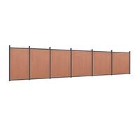 Qnhdfrt Clôture WPC marron 1045 x 186 cm - Kit de clôture brise-vue pour jardin et terrasse - Clôture de jardin en bois composite plastique avec poteaux en aluminium stables