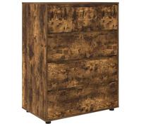 Qnhdfrt Commode à 4 tiroirs - Meuble de rangement en chêne fumé - Commode minimaliste en bois pour chambre à coucher et salon - 80 x 48 x 105 cm