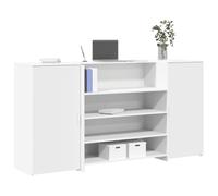 Qnhdfrt Comptoir de réception - Blanc - 200 x 50 x 103,5 cm - En bois avec comptoir et armoire - Robuste et durable - Grand espace de rangement pour réception, bureau, hôtel, clinique