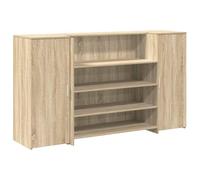 Qnhdfrt Comptoir de réception en chêne Sonoma - 180 x 50 x 103,5 cm - Comptoir de réception moderne avec 2 armoires d'appoint - Comptoir de caisse en bois pour bureau, cabinet et salle de réception