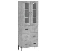 Qnhdfrt Concrete Gray Tall Wood and Glass Sideboard