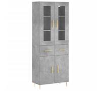 Qnhdfrt Concrete Gray Wood and Glass Tall Sideboard