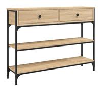 Qnhdfrt Console en chêne Sonoma 100 x 25 x 75 cm - Matériau du bois avec cadre en métal - Design moderne - Robuste et spacieux - Pour couloir, salon, balcon