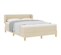 Qnhdfrt Cream Fabric 140x200cm Box Spring Bed with Mattress & Headboard