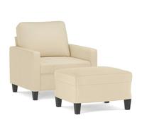 Qnhdfrt Cream Fabric Armchair with Ottoman