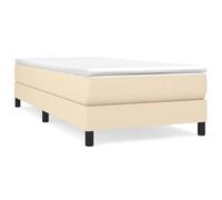Qnhdfrt Cream Fabric Box Spring Bed with Mattress and Topper, 90x190 cm