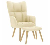 Qnhdfrt Cream Fabric Lounge Chair and Ottoman Set with Wood Metal Frame