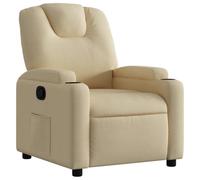 Qnhdfrt Cream Fabric Manual Recliner Chair with Cup Holders & Side Pocket