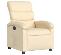 Qnhdfrt Cream Fabric Manual Recliner Chair with Footrest & Side Pocket