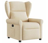 Qnhdfrt Cream Fabric Manual Recliner Chair with Footrest & Side Pocket