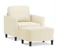 Qnhdfrt Cream Faux Leather Armchair with Ottoman and Metal Legs