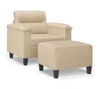 Qnhdfrt Cream Microfiber Accent Chair with Ottoman