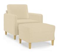 Qnhdfrt Cream Polyester Accent Chair with Ottoman