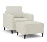 Qnhdfrt Cream Velvet Armchair with Ottoman