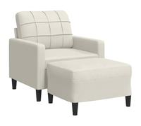 Qnhdfrt Cream Velvet Armchair with Ottoman, Metal Frame