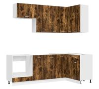 Qnhdfrt Cuisine Complète 8 Pièces Lyon - Meuble de Cuisine d'angle Moderne en Bois d'Ingénierie Chêne Fumé - Grand Ensemble de Rangement Modulaire avec Pieds Réglables et Fixation Murale