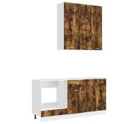 Qnhdfrt Cuisine Complète Lyon 5 Pcs, Ensemble de Meubles de Cuisine en Bois d'Ingénierie Chêne Fumé, Armoires Murales et Éléments Bas Ajustables pour Aménagement Intérieur