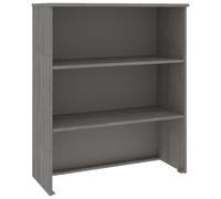 Qnhdfrt Dessus de Buffet HAMAR en Bois de Pin Massif, Vaisselier Rustique à 2 Étagères pour Salon et Salle à Manger, Armoire de Rangement Robuste Haut de Buffet, Gris Clair 85x35x100 cm