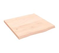 Qnhdfrt Dessus de Table en Chêne Massif 60x60 cm - Plateau Carré Non Traité Épaisseur 2-4 cm avec Bord Libre Naturel, Panneau en Bois Véritable pour Bureau, Salle à Manger et Café