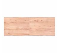 Qnhdfrt Dessus de Table Pliable en Chêne Massif Verni 160x60cm, Plateau de Table Rectangulaire avec Bord Vivant Naturel pour Bureau, Salle à Manger et Projet de Bricolage, Marron Clair