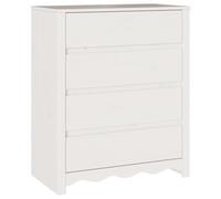 Qnhdfrt Drammen - Commode blanche - 76,5 x 40 x 91 cm - En pin massif - Design moderne - Avec 4 tiroirs - Robuste - Pour couloir, salon et chambre d'amis