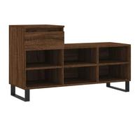 Qnhdfrt Engineered Wood and Metal Shoe Cabinet, Brown Oak