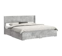 Qnhdfrt Engineered Wood Bed Frame with Headboard & Storage, Gray | Fits a 180x200 cm mattress and features a supportive slatted base, measuring 186.5x203x100 cm.