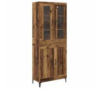 Qnhdfrt Engineered Wood Highboard with 4 Glass Doors, Ancient Wood