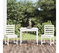 Qnhdfrt Ensemble bistrot de jardin, blanc, en pin massif, 82, 5 x 82, 5 x 76 cm, avec 2 chaises, pour terrasse, balcon et jardin