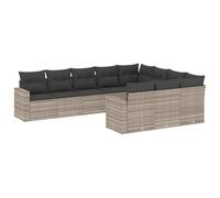Qnhdfrt Ensemble de 10 canapés de jardin gris clair en rotin synthétique 62 x 62 x 69 cm Canapé d'angle Canapé central Accoudoir Gris foncé Coussin moderne Robuste et durable pour jardin, terrasse