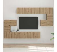 Qnhdfrt Ensemble de 10 meubles TV en chêne artisanal - 180 x 30 x 90,5 cm - Meuble TV mural moderne avec portes à charnière et grand espace de rangement en bois pour salon