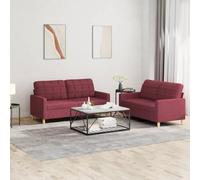 Qnhdfrt Ensemble de 2 canapés avec coussins, en tissu bordeaux, petits et grands, 2 places, design moderne, robuste, stable, confortable, pour salon, balcon, salon
