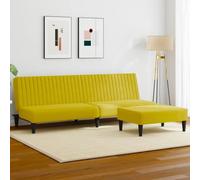 Qnhdfrt Ensemble de 2 canapés convertibles en velours jaune avec fonction 2 en 1 et repose-pieds - Petit canapé-lit extensible pour salon, balcon, chambre d'adolescent