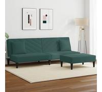Qnhdfrt Ensemble de 2 canapés convertibles en velours vert foncé, avec coussin et repose-pieds, 2 en 1, canapé compact, pour salon, balcon, petites pièces