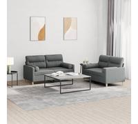 Qnhdfrt Ensemble de 2 canapés en tissu gris foncé avec coussin à roulettes - Canapés deux places petits et grands - Structure en métal robuste - Rembourrage confortable pour salon, balcon ou chambre